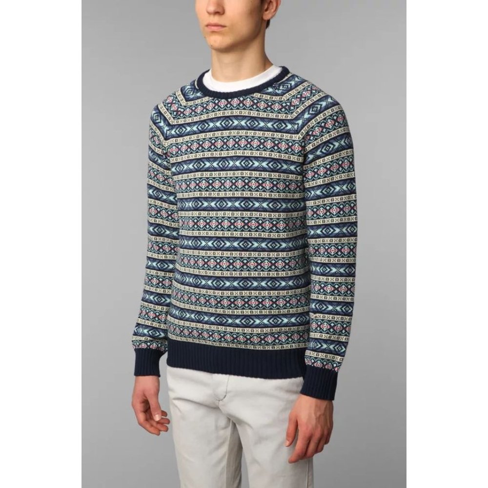 014 Urban Outfitters CPO Spring Fair Isle Striped Pullover Sweater sz M Men's - Picture 3 of 11